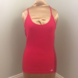 Alo Yoga “Poses” Print Red Racerback Tank Top RARE